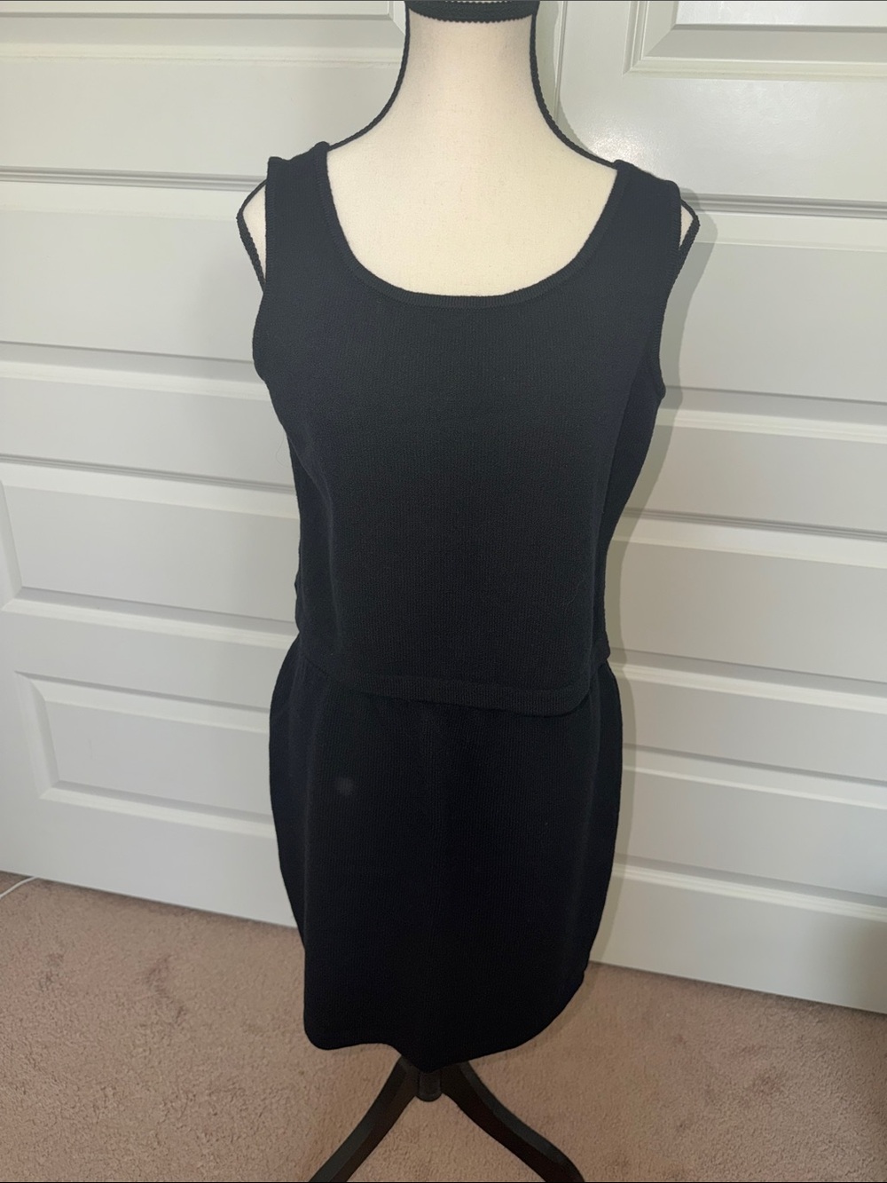 Black Sleeveless Knit Dress - Classic Women's Dress St John Basics Three Piece